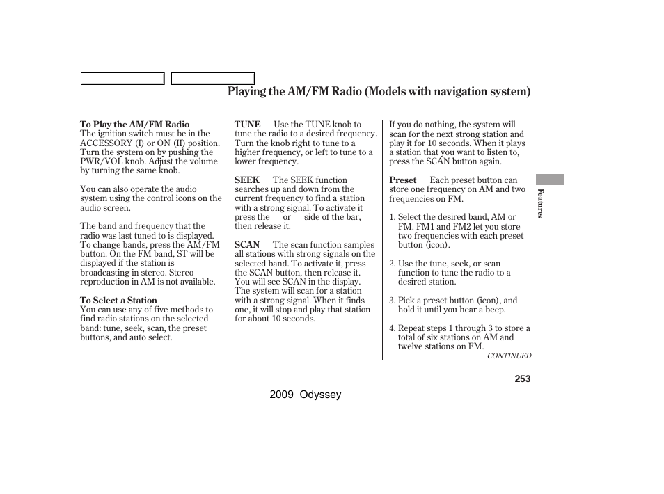 HONDA 2009 Odyssey User Manual | Page 256 / 532