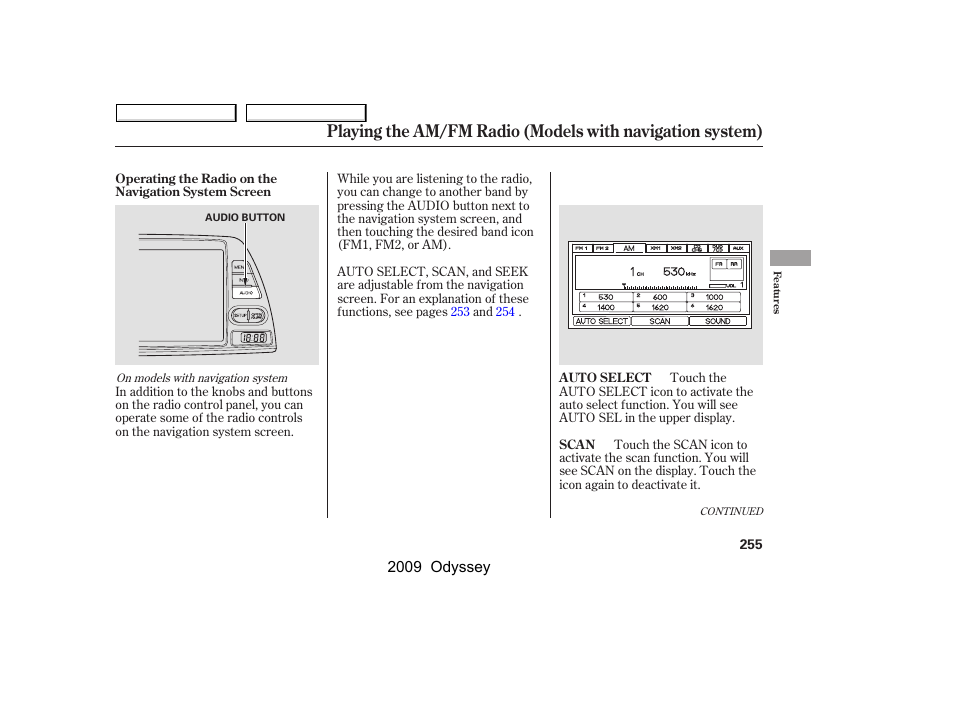 HONDA 2009 Odyssey User Manual | Page 258 / 532