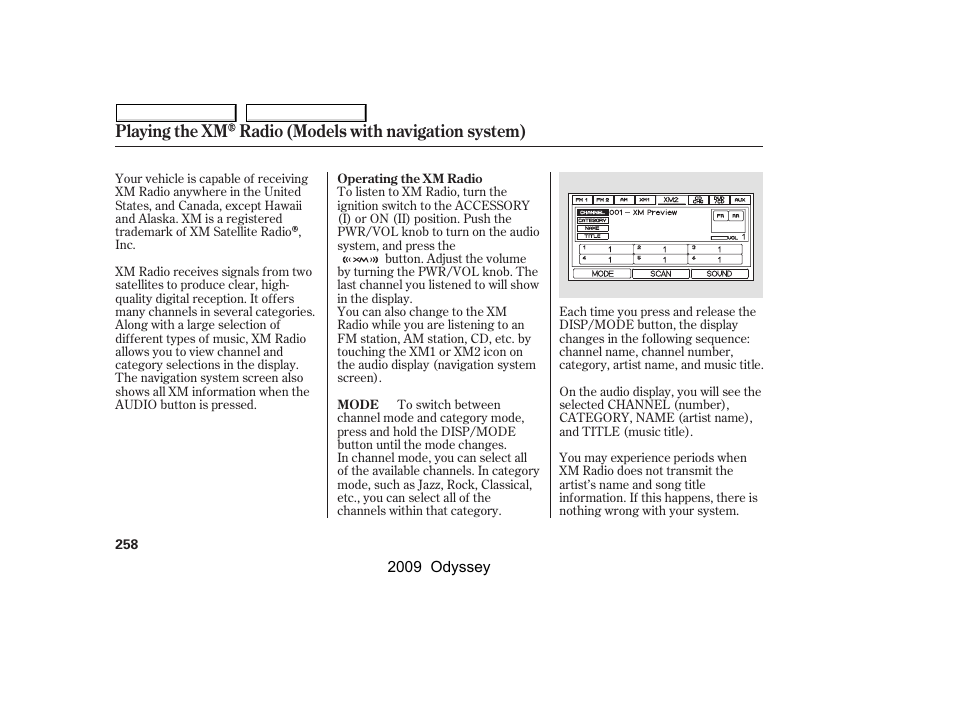 HONDA 2009 Odyssey User Manual | Page 261 / 532