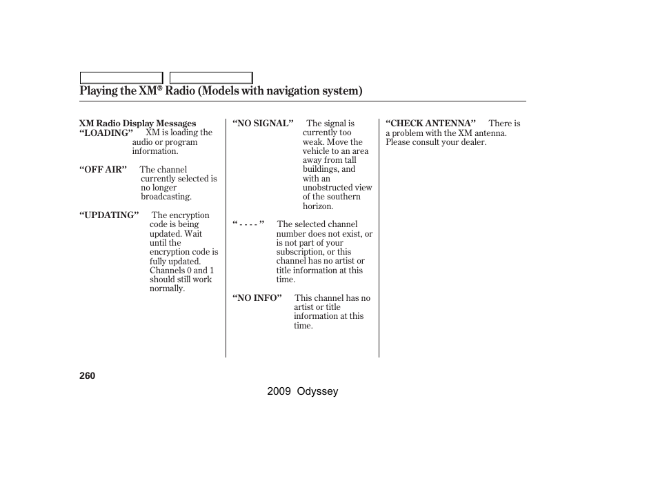 HONDA 2009 Odyssey User Manual | Page 263 / 532