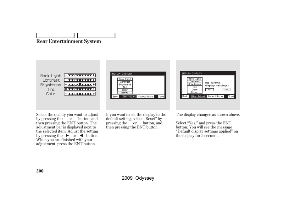 Rear entertainment system | HONDA 2009 Odyssey User Manual | Page 303 / 532