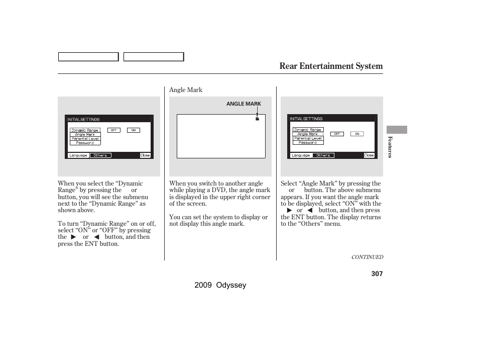 Rear entertainment system | HONDA 2009 Odyssey User Manual | Page 310 / 532