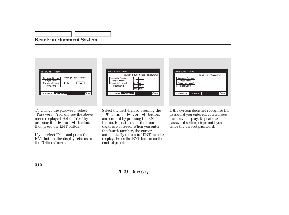 Rear entertainment system | HONDA 2009 Odyssey User Manual | Page 313 / 532