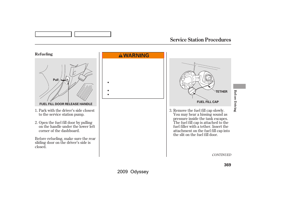 Service station procedures, 2009 odyssey | HONDA 2009 Odyssey User Manual | Page 372 / 532