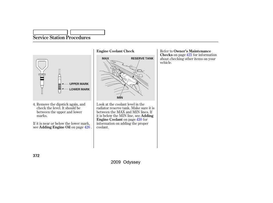 Service station procedures | HONDA 2009 Odyssey User Manual | Page 375 / 532