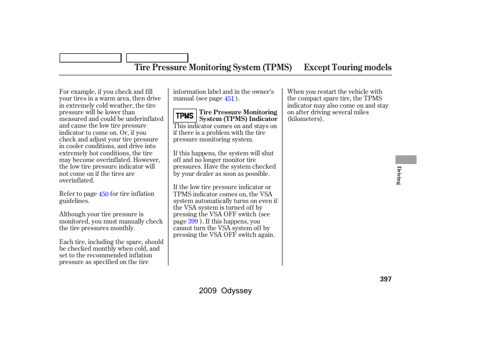 HONDA 2009 Odyssey User Manual | Page 400 / 532