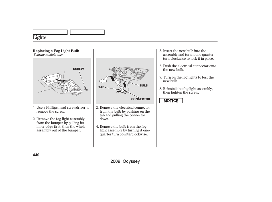 Lights | HONDA 2009 Odyssey User Manual | Page 443 / 532