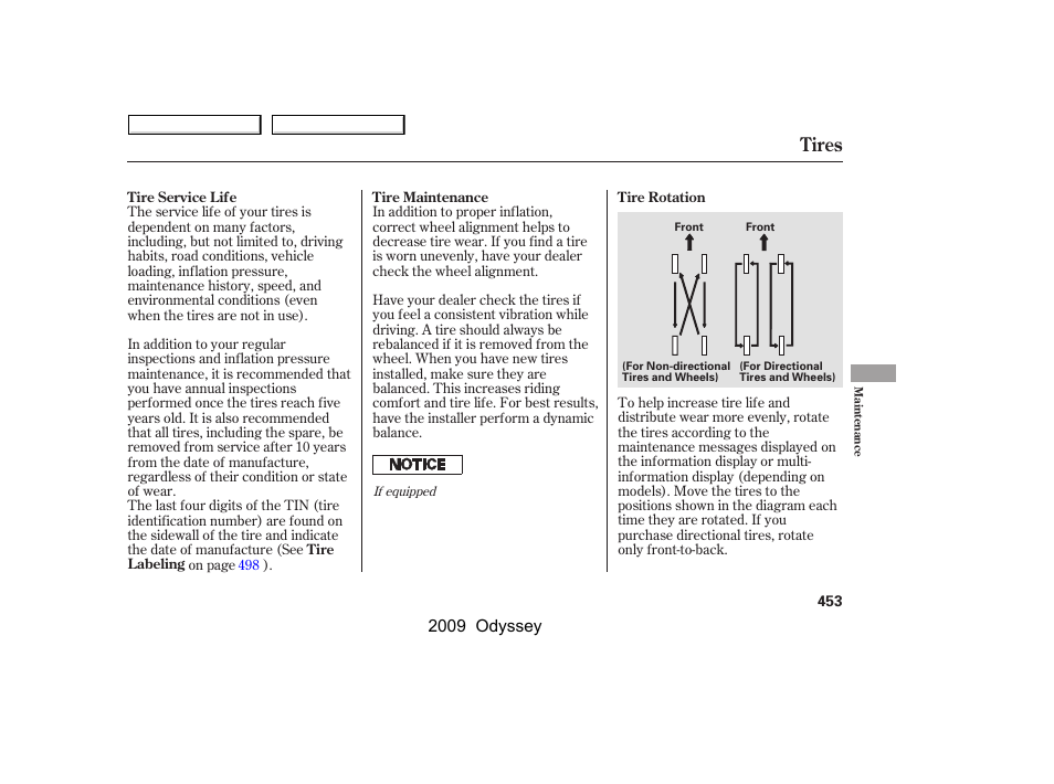 Tires | HONDA 2009 Odyssey User Manual | Page 456 / 532