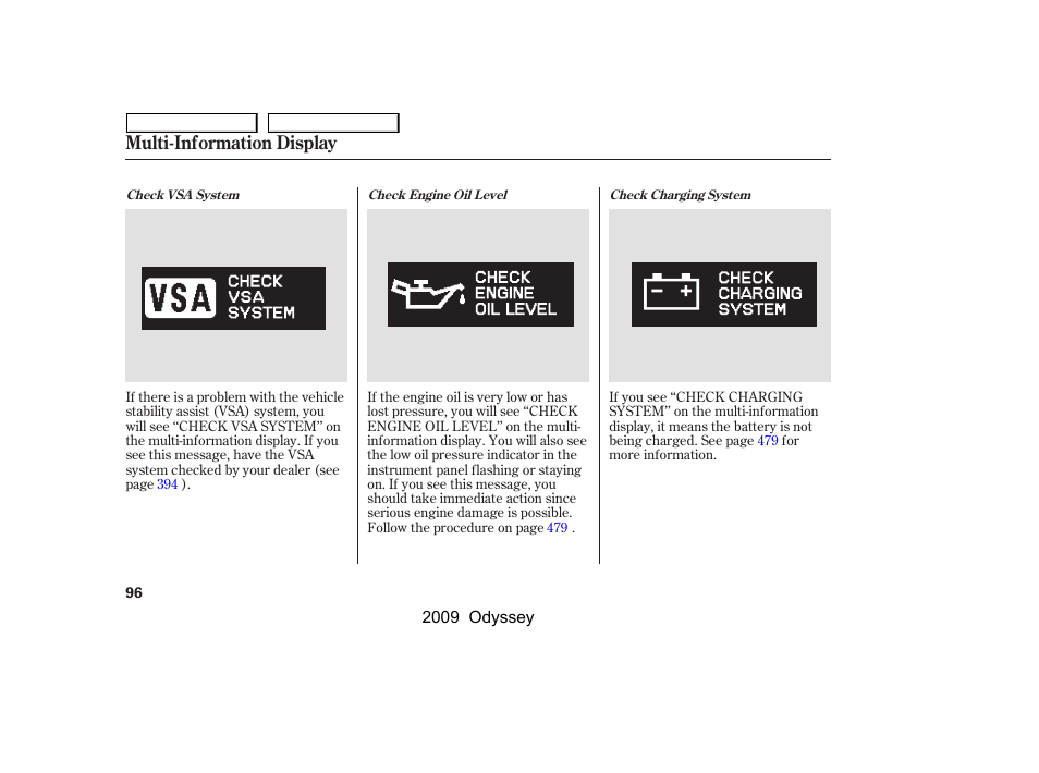 Multi-information display | HONDA 2009 Odyssey User Manual | Page 99 / 532