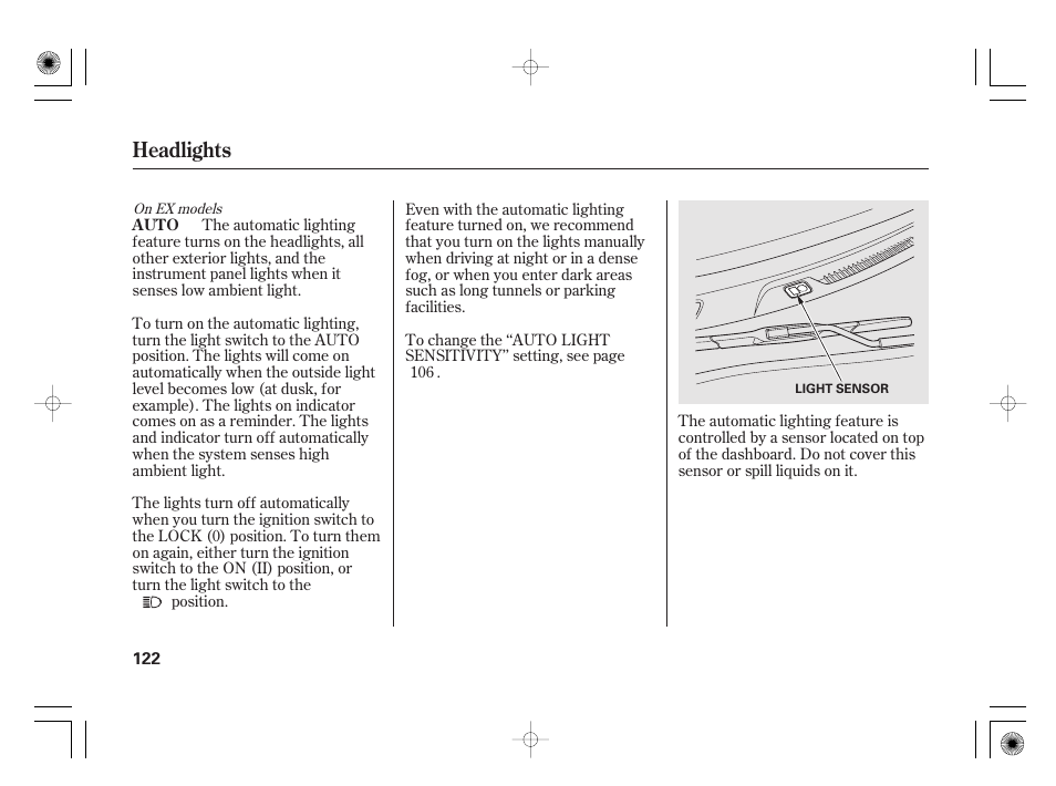 Headlights | HONDA 2012 Insight User Manual | Page 128 / 418
