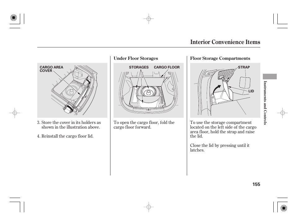 Interior convenience items | HONDA 2012 Insight User Manual | Page 161 / 418
