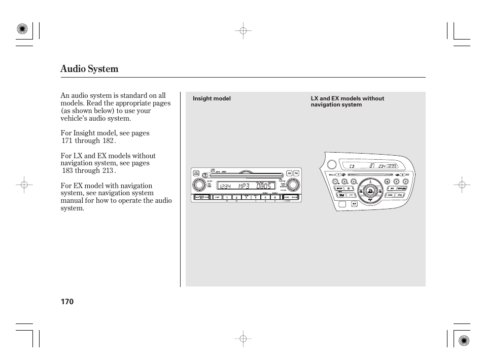 Audio system | HONDA 2012 Insight User Manual | Page 176 / 418