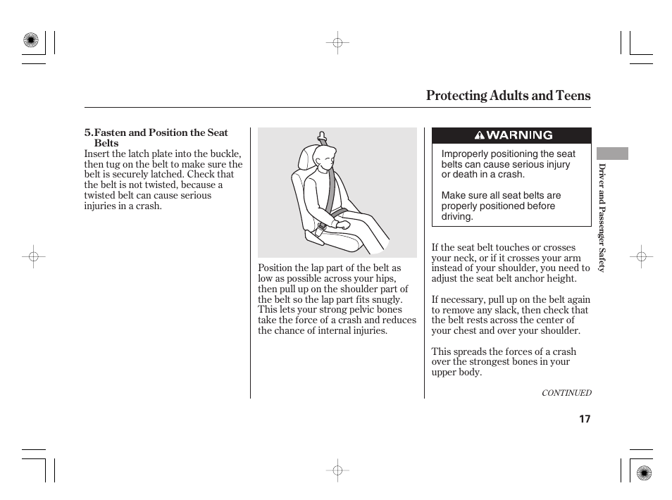 Protecting adults and teens | HONDA 2012 Insight User Manual | Page 23 / 418