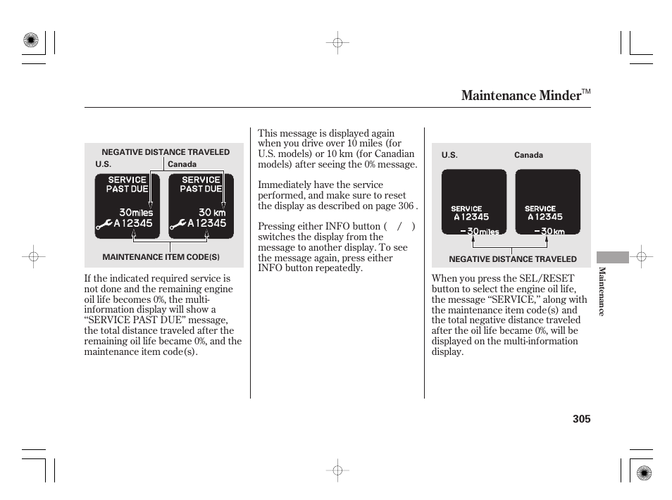 Maintenance minder | HONDA 2012 Insight User Manual | Page 311 / 418
