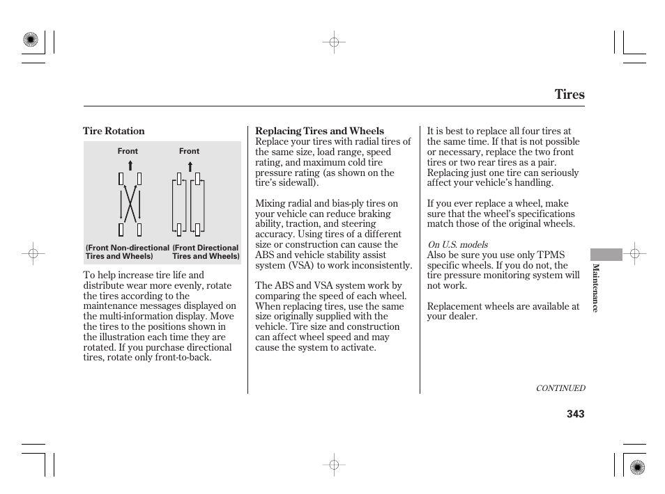 Tires | HONDA 2012 Insight User Manual | Page 349 / 418