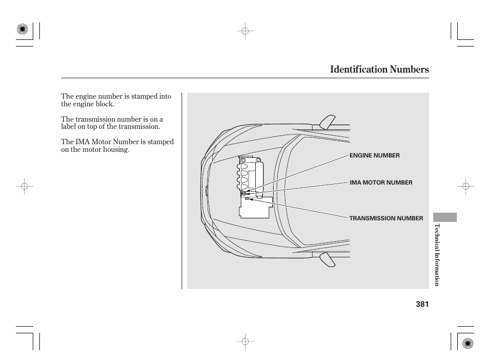 Identification numbers | HONDA 2012 Insight User Manual | Page 387 / 418