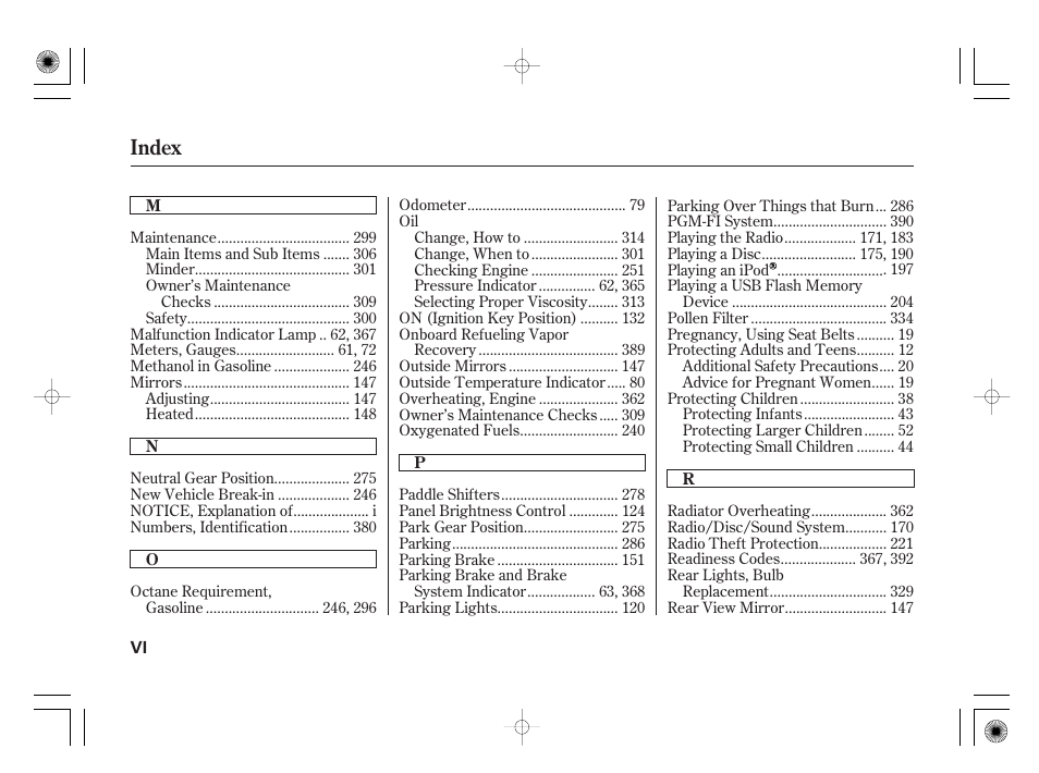 Index | HONDA 2012 Insight User Manual | Page 412 / 418