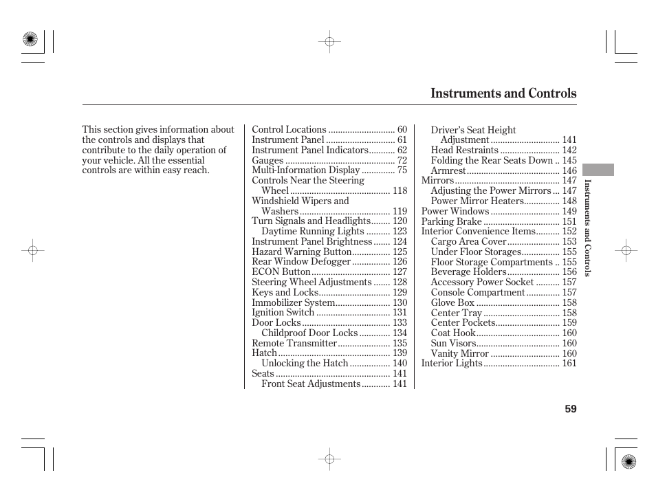 Instruments and controls | HONDA 2012 Insight User Manual | Page 65 / 418