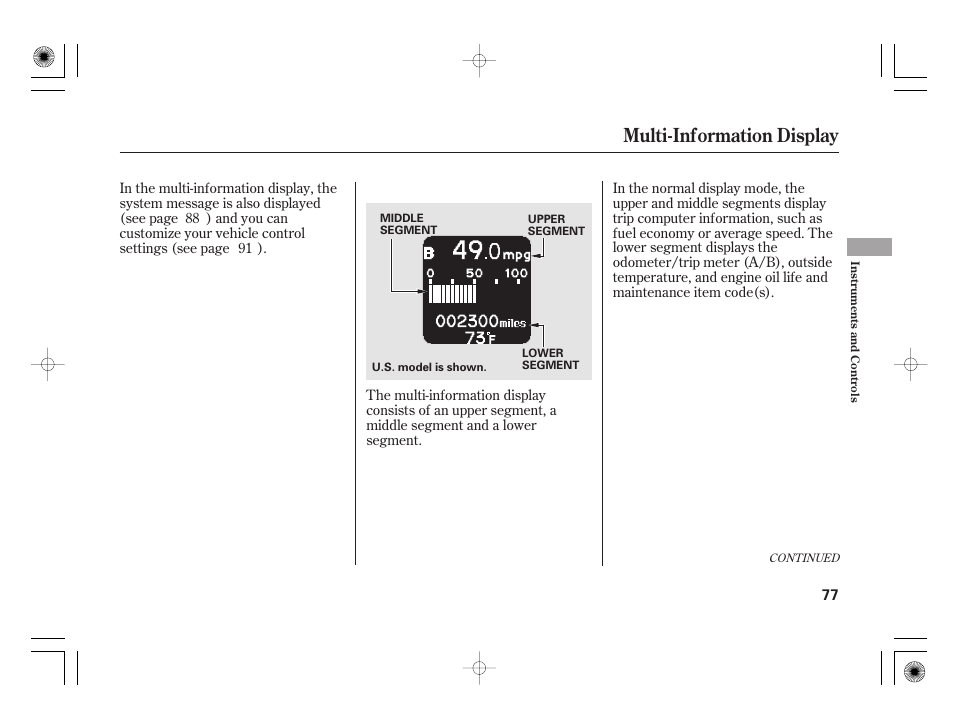 Multi-information display | HONDA 2012 Insight User Manual | Page 83 / 418