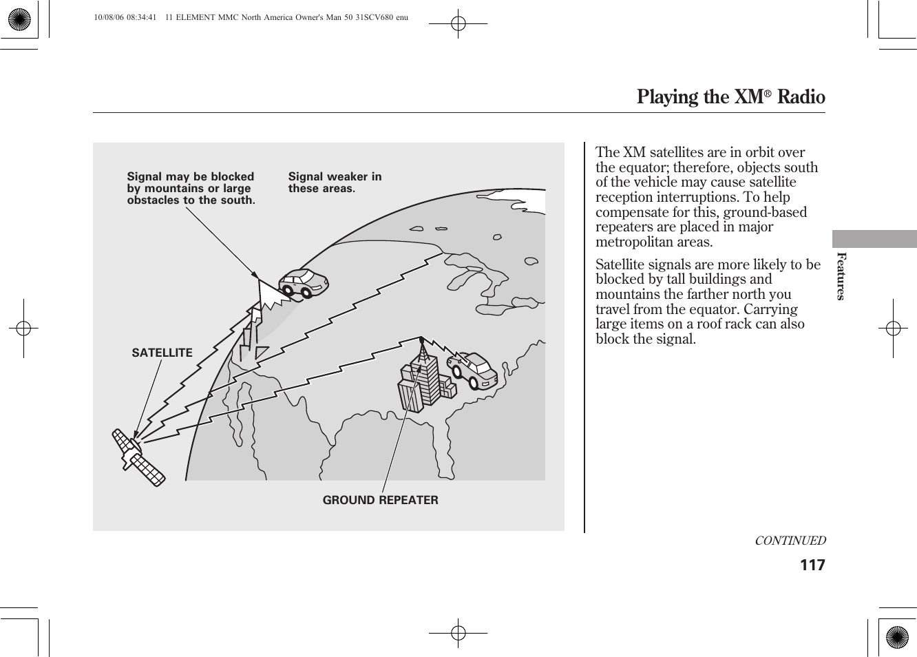 Playing the xm, Radio | HONDA 2011 Element User Manual | Page 123 / 286