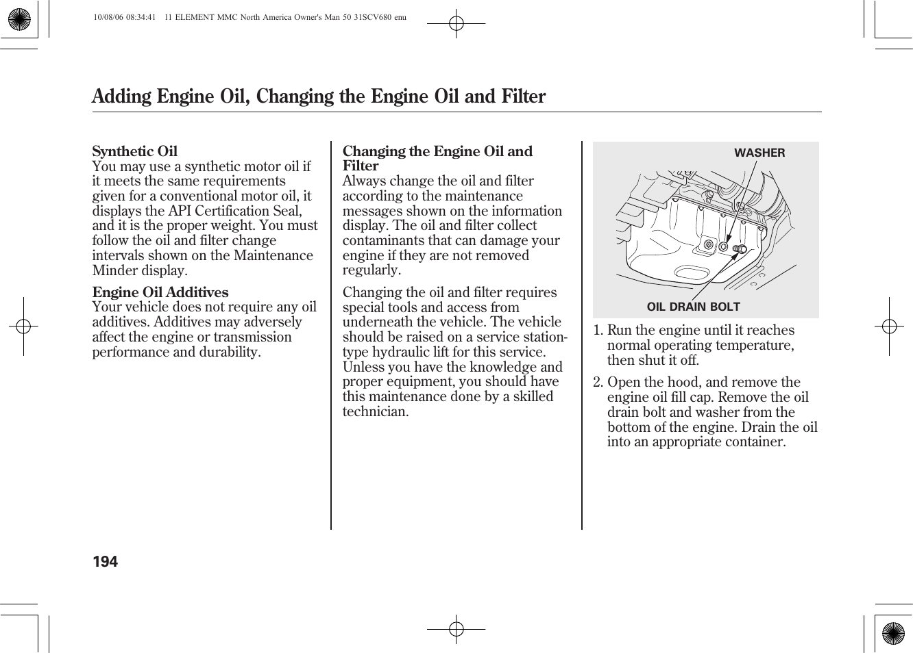 HONDA 2011 Element User Manual | Page 200 / 286