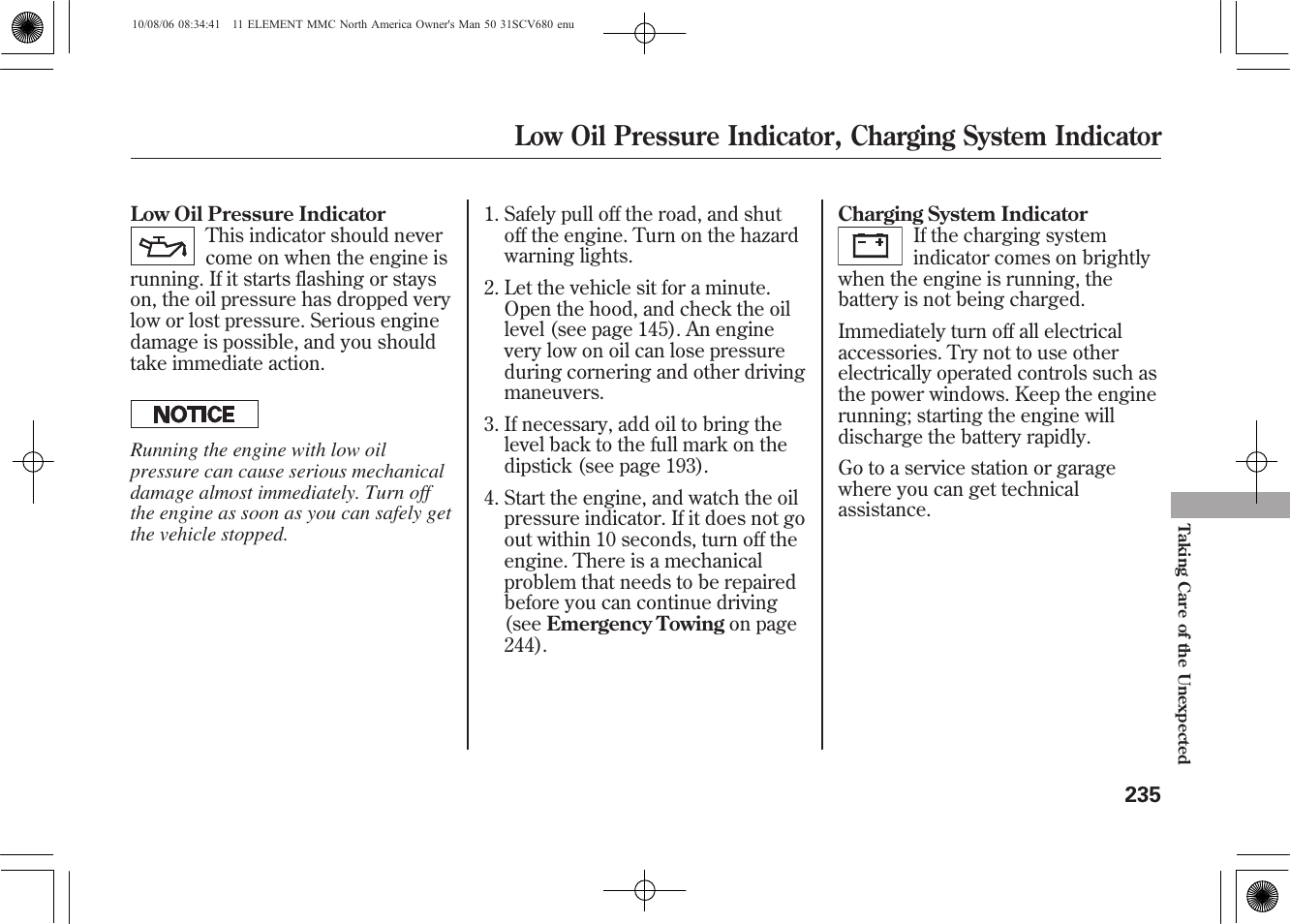 HONDA 2011 Element User Manual | Page 241 / 286