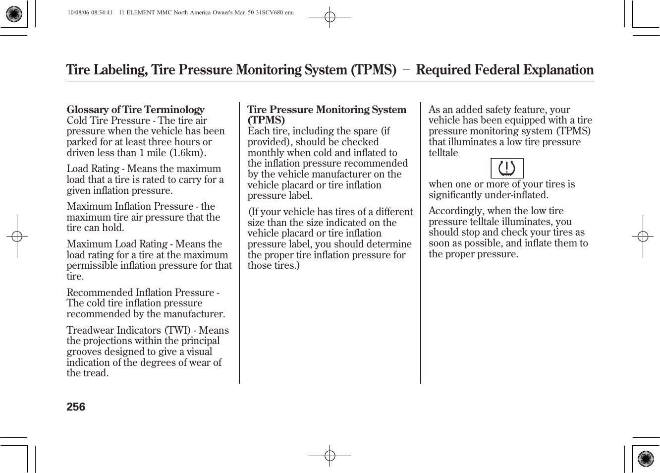 HONDA 2011 Element User Manual | Page 262 / 286