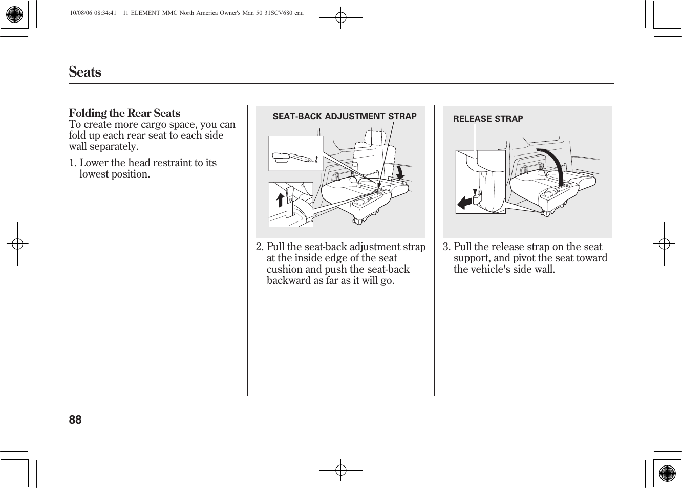 Seats | HONDA 2011 Element User Manual | Page 94 / 286