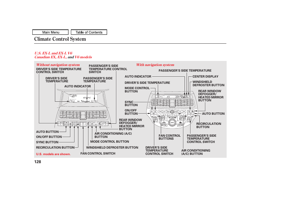 Climate control system, 2011 accord sedan | HONDA 2011 Accord Sedan User Manual | Page 131 / 454