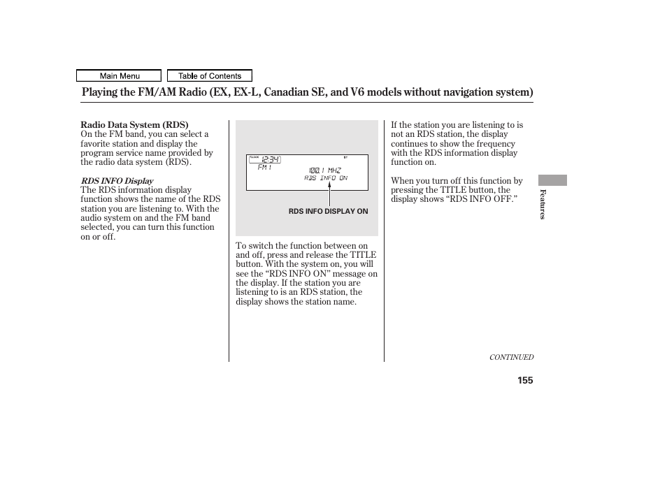 HONDA 2011 Accord Sedan User Manual | Page 158 / 454