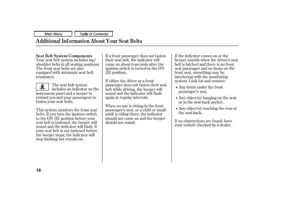 Additional information about your seat belts | HONDA 2011 Accord Sedan User Manual | Page 21 / 454