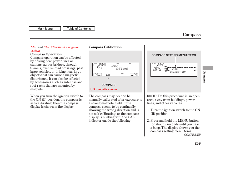 Compass, 2011 accord sedan | HONDA 2011 Accord Sedan User Manual | Page 262 / 454