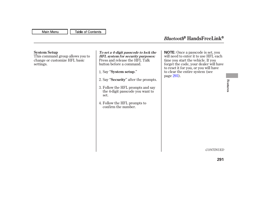 Handsfreelink, Bluetooth | HONDA 2011 Accord Sedan User Manual | Page 294 / 454