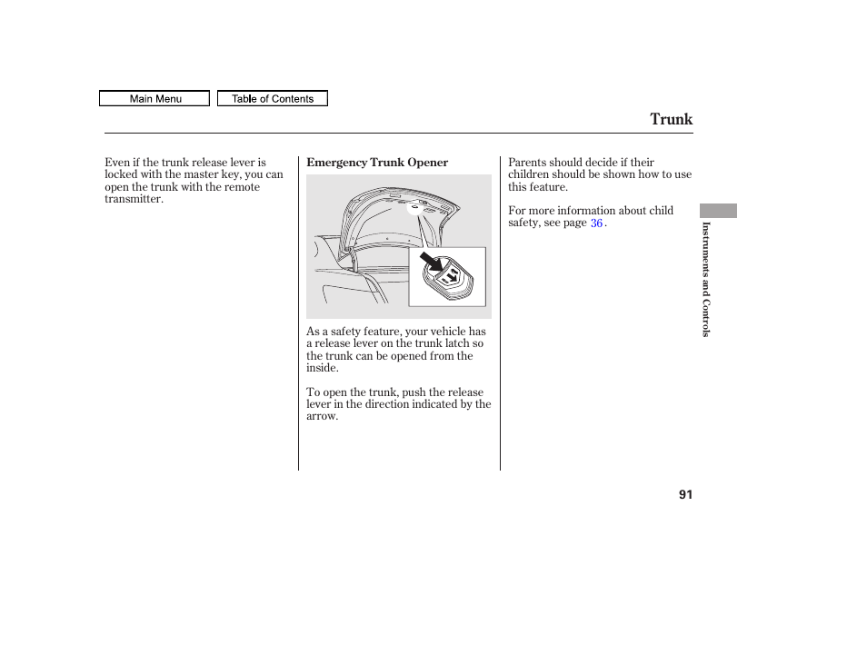 Trunk, 2011 accord sedan | HONDA 2011 Accord Sedan User Manual | Page 94 / 454