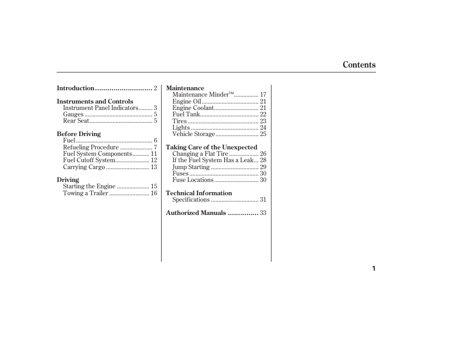 HONDA 2011 Civic GX User Manual | Page 3 / 36