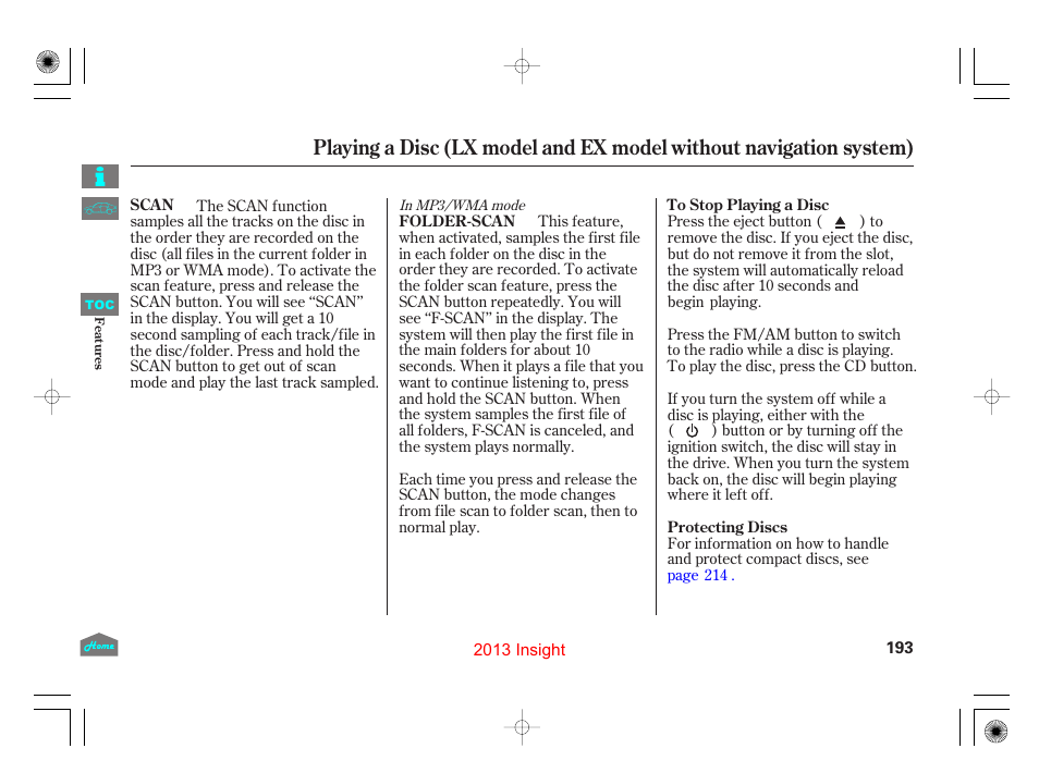 HONDA 2013 Insight User Manual | Page 196 / 411