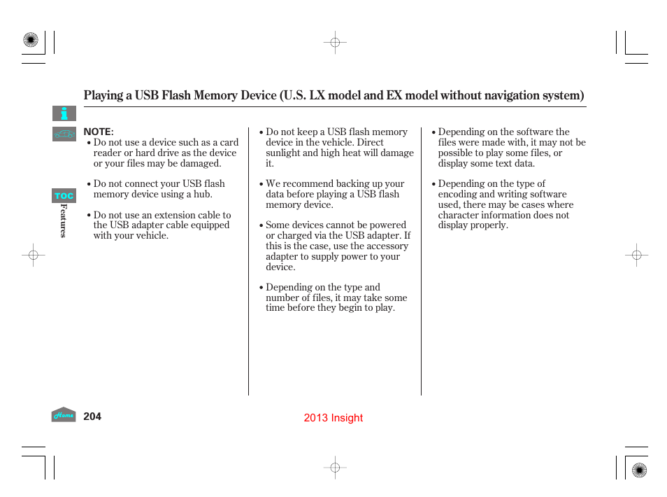 HONDA 2013 Insight User Manual | Page 207 / 411