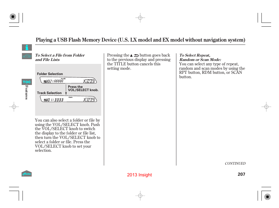 HONDA 2013 Insight User Manual | Page 210 / 411
