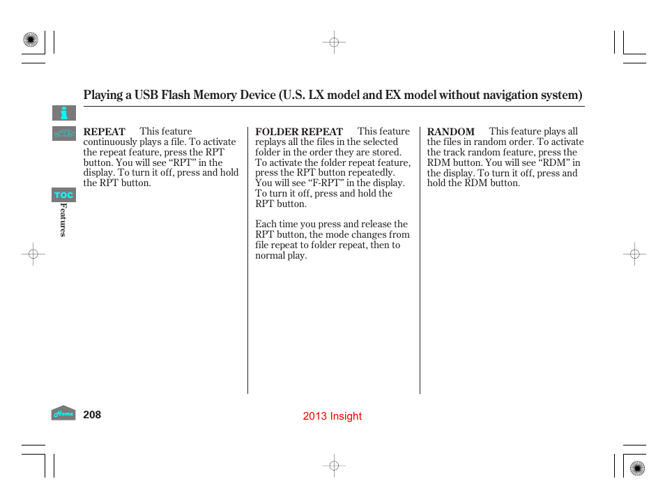 HONDA 2013 Insight User Manual | Page 211 / 411