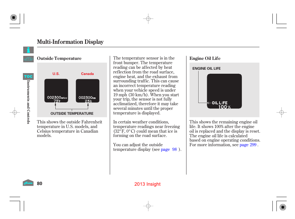 Multi-information display | HONDA 2013 Insight User Manual | Page 83 / 411