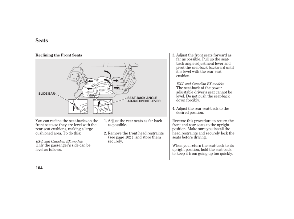 Seats | HONDA 2011 CR-V User Manual | Page 110 / 446