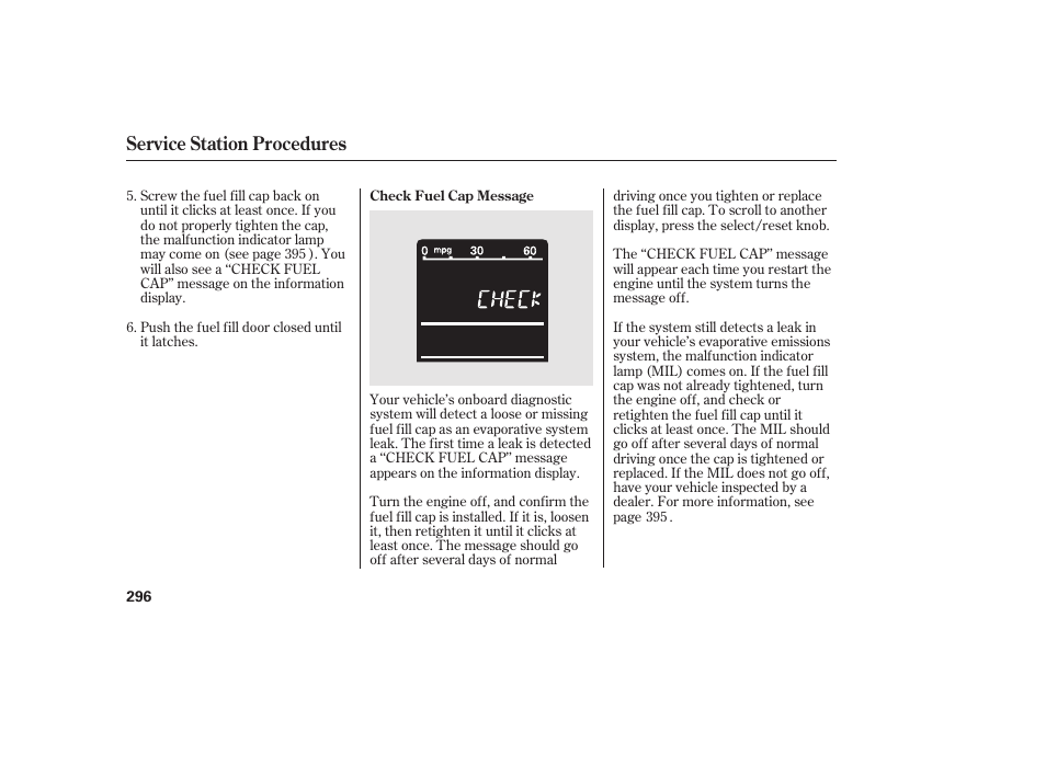 Service station procedures | HONDA 2011 CR-V User Manual | Page 302 / 446