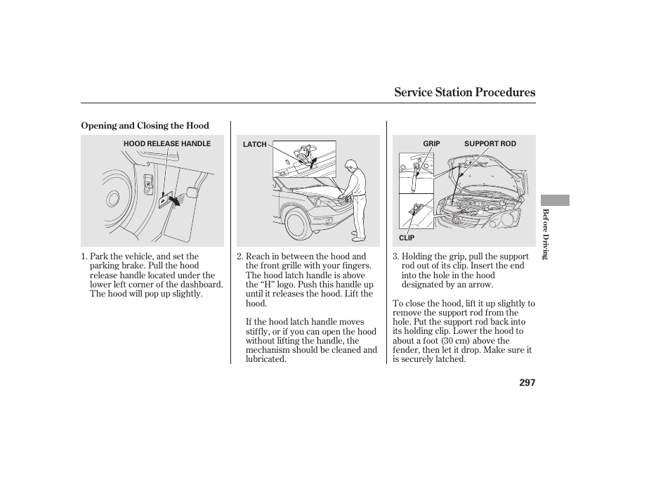 Service station procedures | HONDA 2011 CR-V User Manual | Page 303 / 446