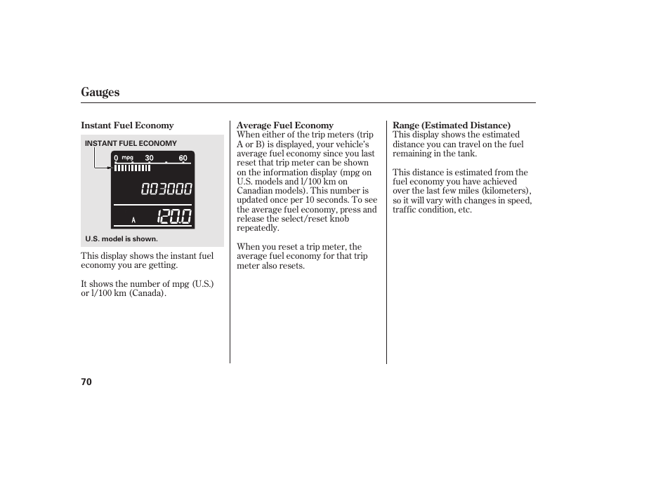 Gauges | HONDA 2011 CR-V User Manual | Page 76 / 446