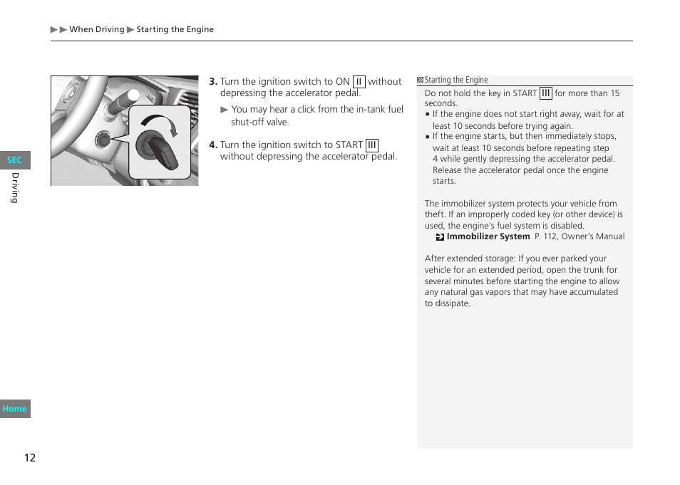 HONDA 2012 Civic Natural Gas User Manual | Page 12 / 33