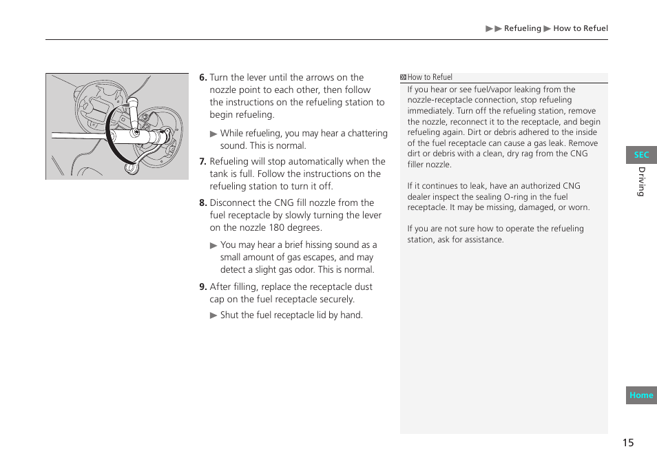 HONDA 2012 Civic Natural Gas User Manual | Page 15 / 33