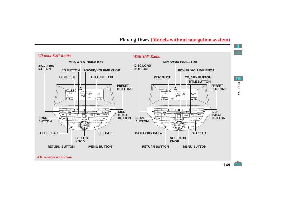 Playing discs, Playing discs (models without navigation system), 2012 crosstour | HONDA 2012 Accord Crosstour User Manual | Page 153 / 435