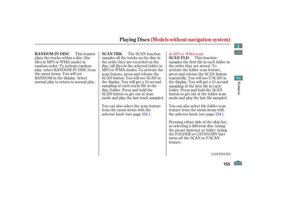 Playing discs (models without navigation system) | HONDA 2012 Accord Crosstour User Manual | Page 159 / 435