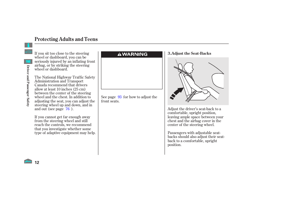 Protecting adults and teens | HONDA 2012 Accord Crosstour User Manual | Page 16 / 435