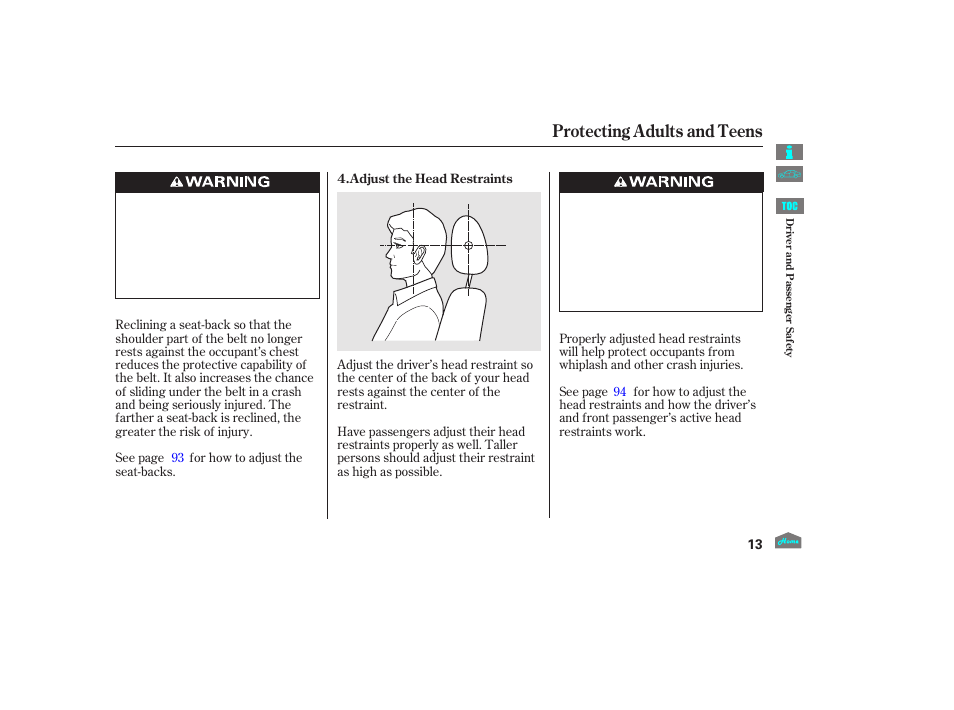 Protecting adults and teens | HONDA 2012 Accord Crosstour User Manual | Page 17 / 435